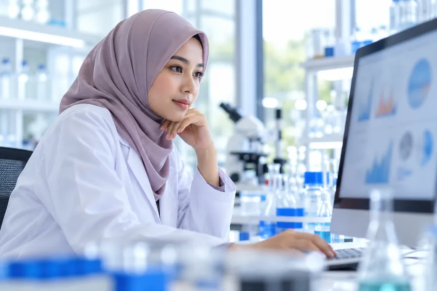 Researcher reviewing scientific data on a computer